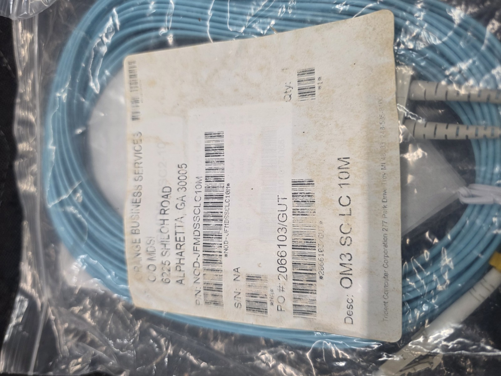 2) LC to SC Multimode Duplex OM3 50/125 10m Blue Fiber Optic Cable
