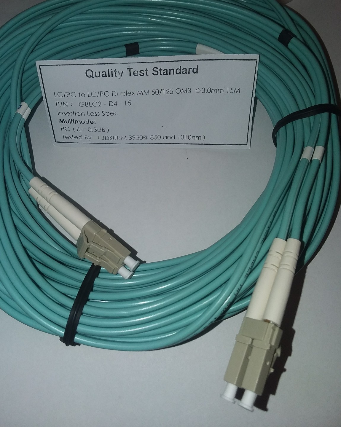 Fiber Optic Patch Cord 49 Ft.LC-LC Duplex Multi Mode 15 Meter 50/125 0M3 3.0mm
