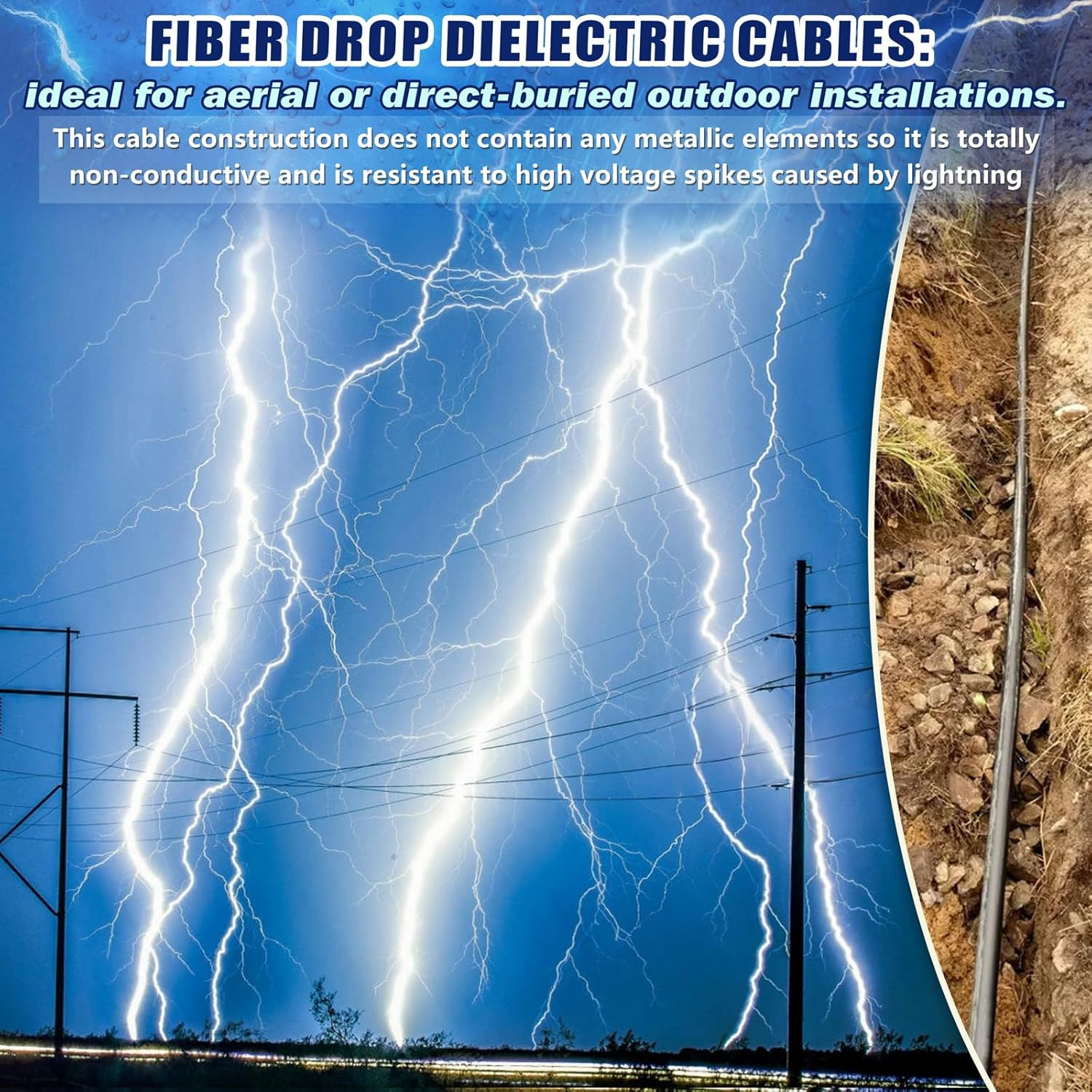 400 Ft Outdoor Multimode Duplex OM3 LC Fiber Cable, 40Gb, 10Gb, Double Sheath