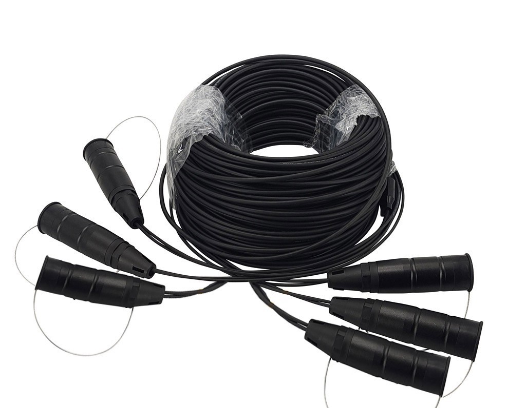 Armored Fiber Optic Cable LC to LC 12 Strands Single Mode with Protective Cap