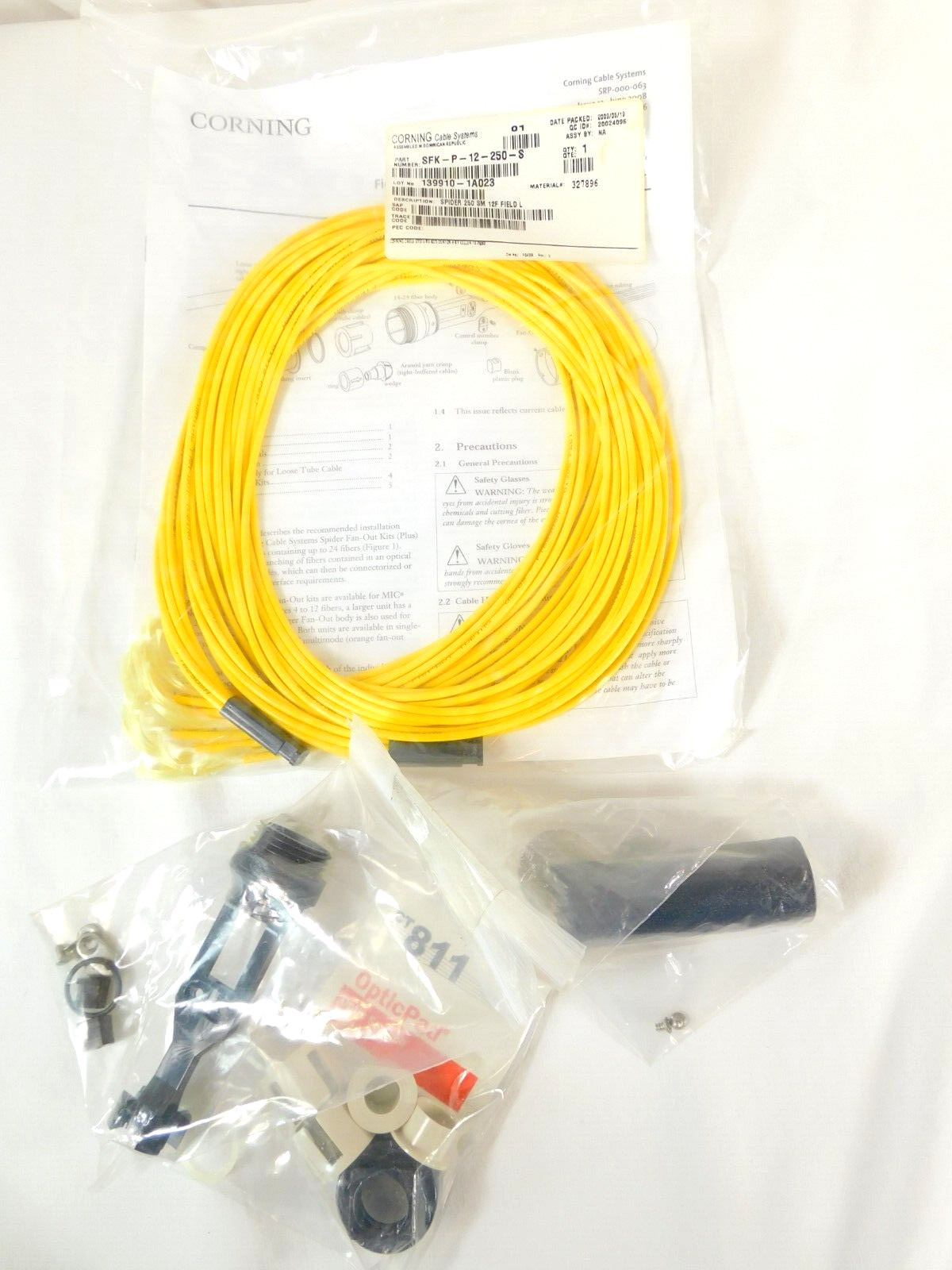 Spider Fan-Out Kit SFK-P-12-250-S 3.0 mm Legs 12 Fiber Accepts 250 µm – Yellow