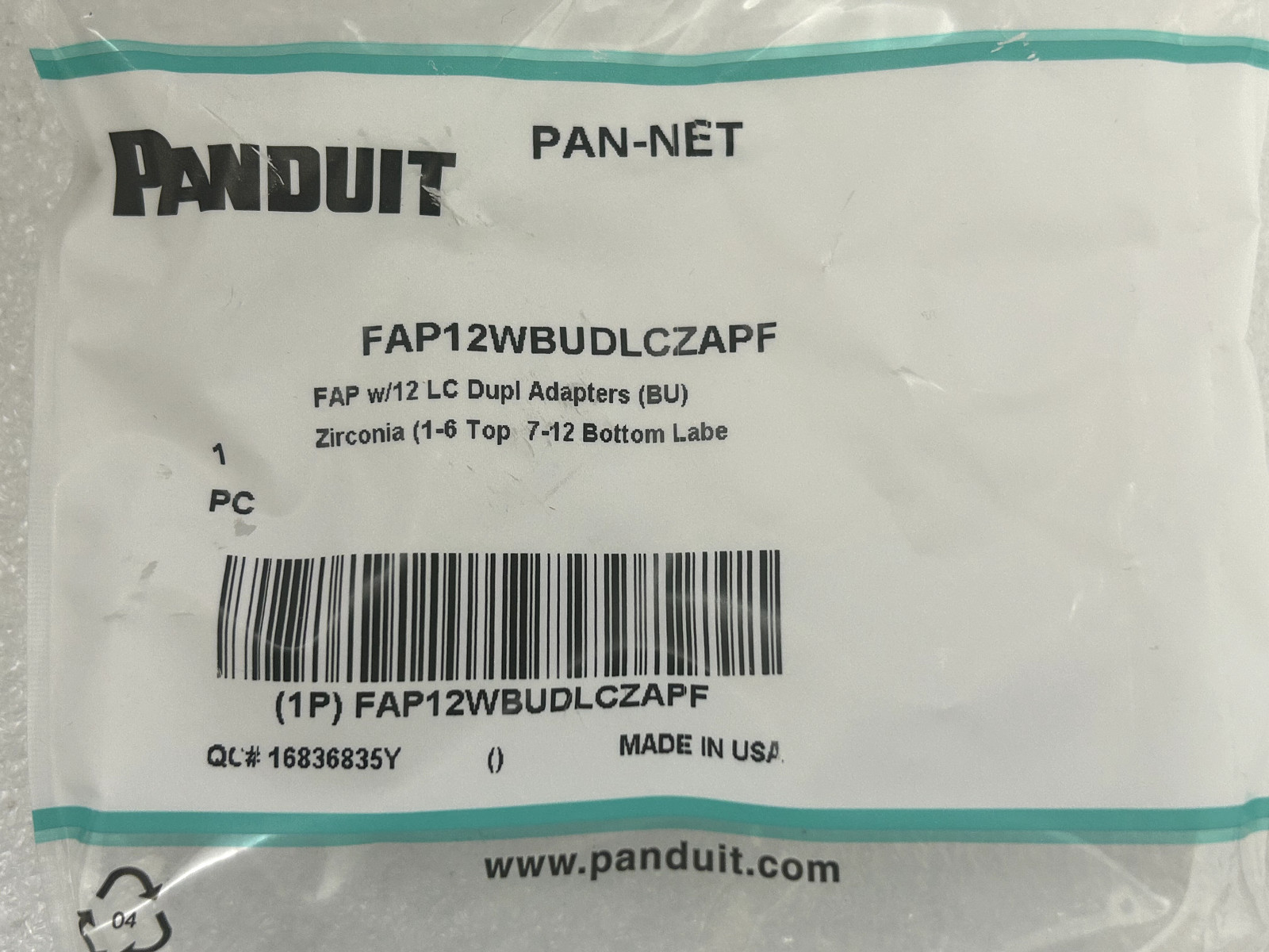 PANDUIT FAP12WBUDLCZAPF FAP w/12 LC Dupl Adapters (BU)