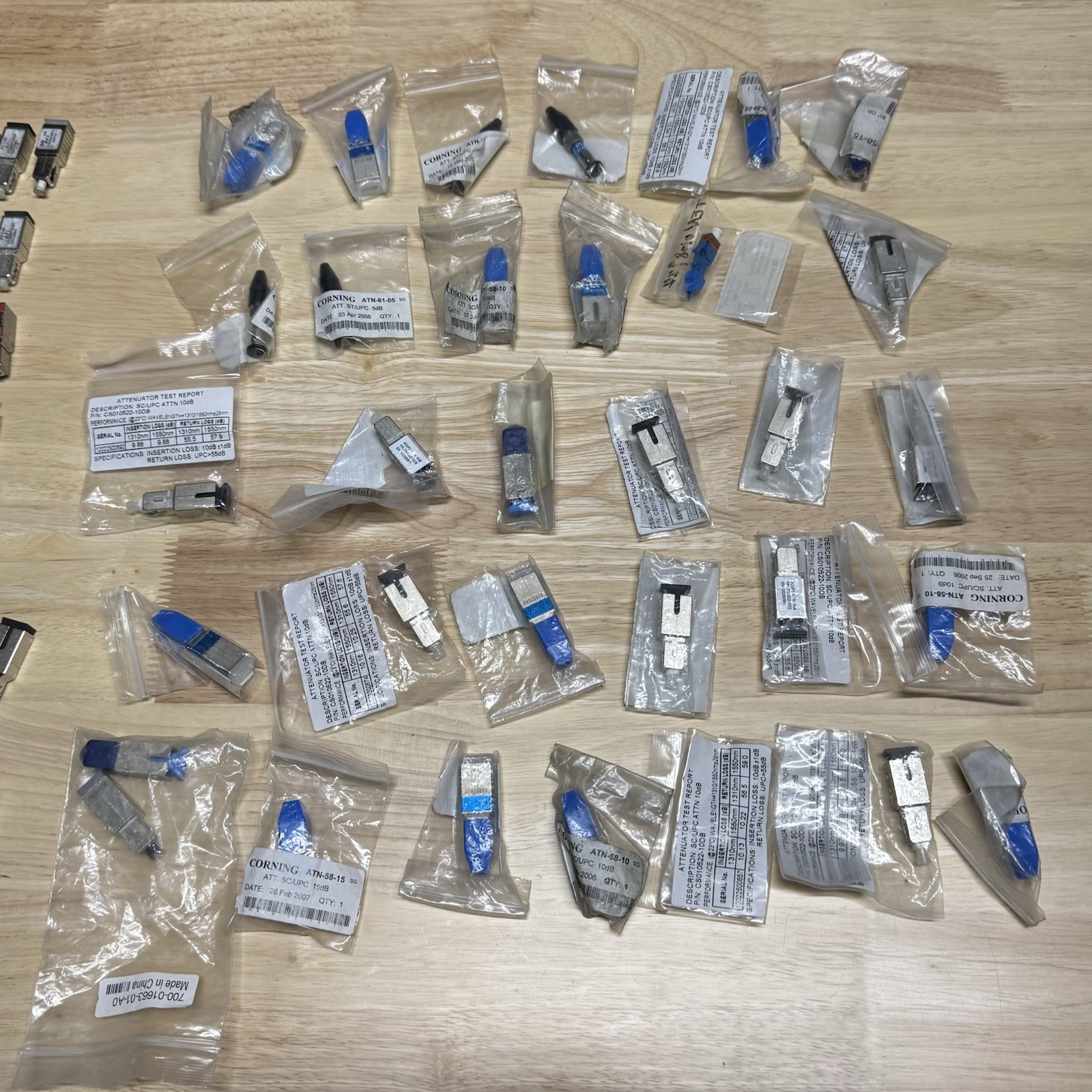 Lot of 100 Fiber Optic Attenuators Corning AFL Etc