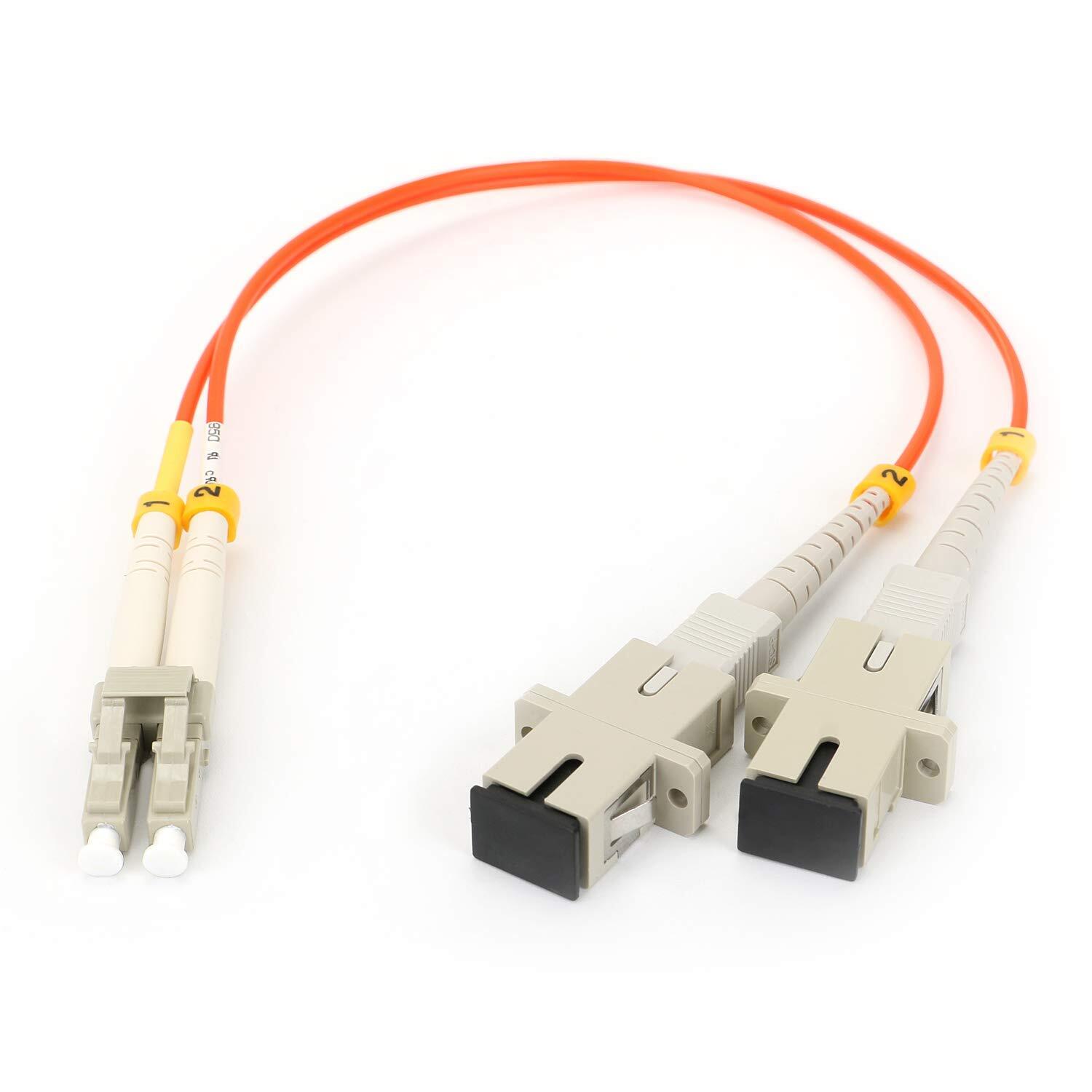 1ft Fiber Optic Adapter Cable LC Male to SC Female Multimode 62.5/125 Duplex