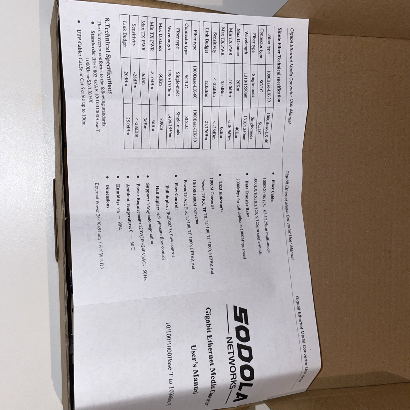 Gigabit SingleMode Fiber to Ethernet Media Converter, Dual SC Fiber,