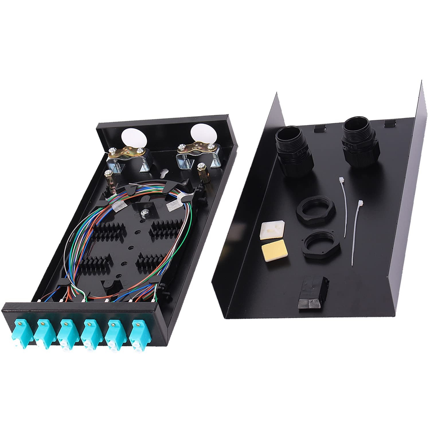 Durable 6 Port Duplex LGX Fiber Enclosure Kit: 12 Strand LC Pigtails Included