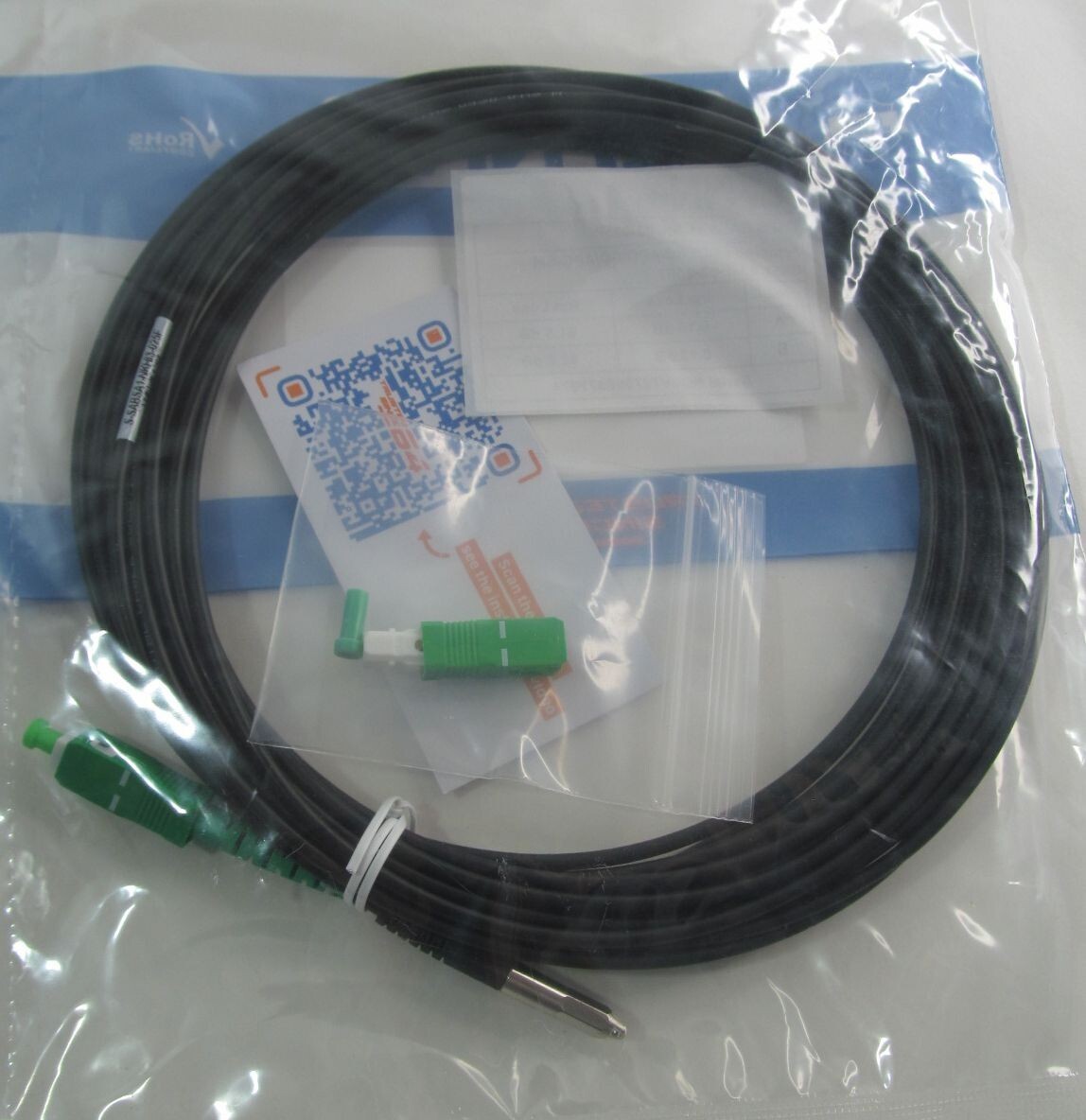 LYNN S-SABSA1-NKHI3-025F PUSHABLE BULLET FIBER CABLE SIMPLEX JUMPER SC/APC 25ft