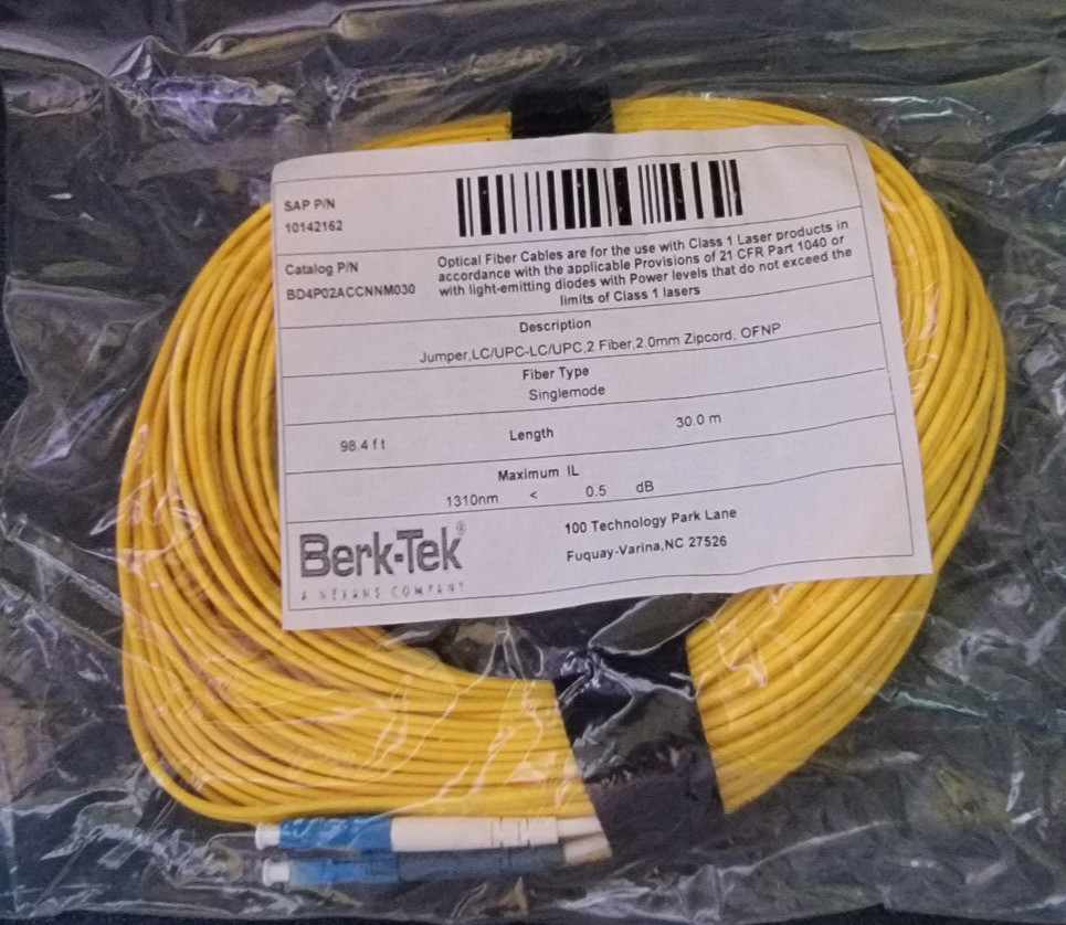Lot of 3 – 30m/98.4ft LC-LC 2.0mm Singlemode duplex fiber optic jumper