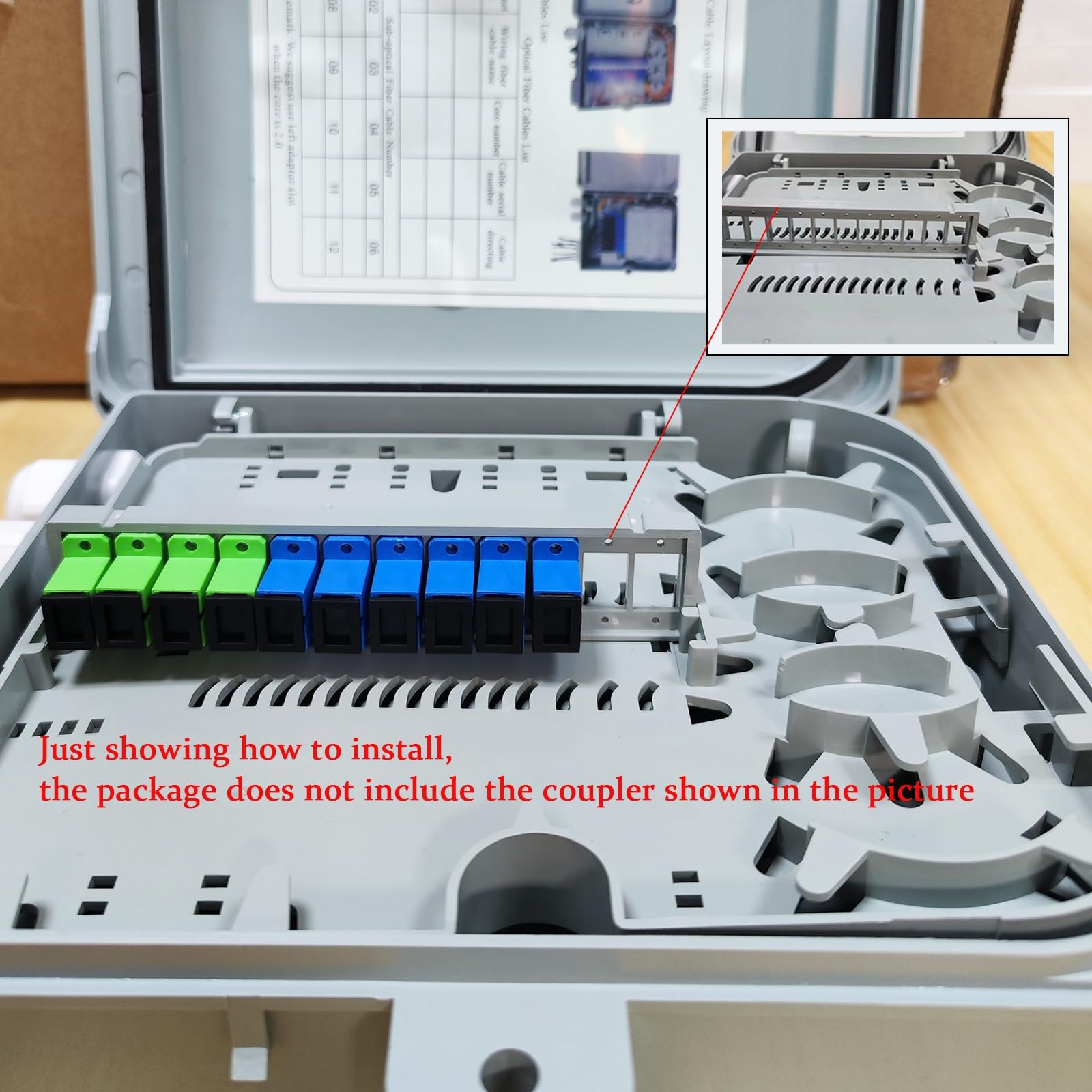 12 Core Fiber Optical Terminal Box Enclosure LC Duplex Singlemode FTTH Mount