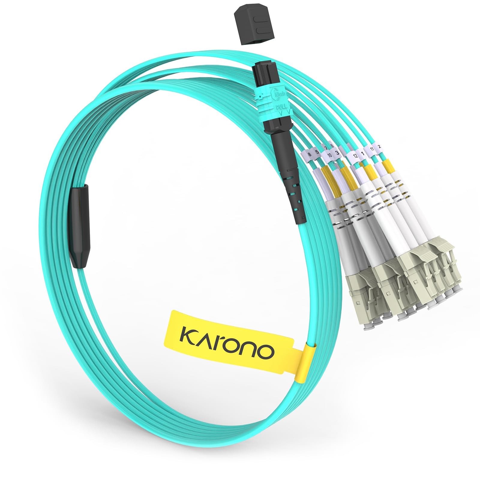 MPO to LC Breakout Cable 5M(16.5ft), 12-fibers (6 Duplex) Feamle Fanout Fiber…