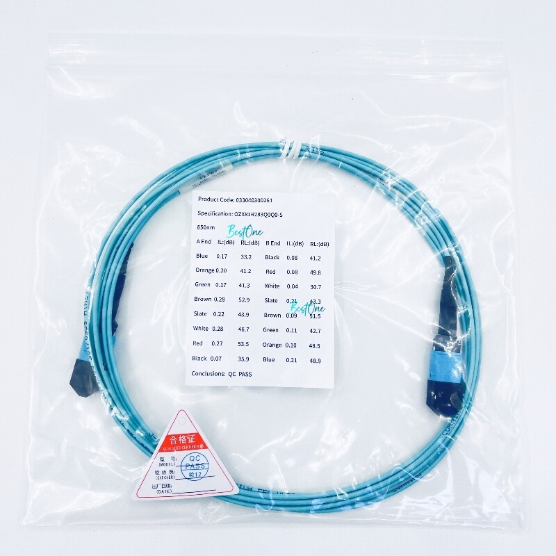 10ft MTP (F) to MTP (F) OM4 8F Type B Fiber Optic Patch Cord MPO to MPO Female