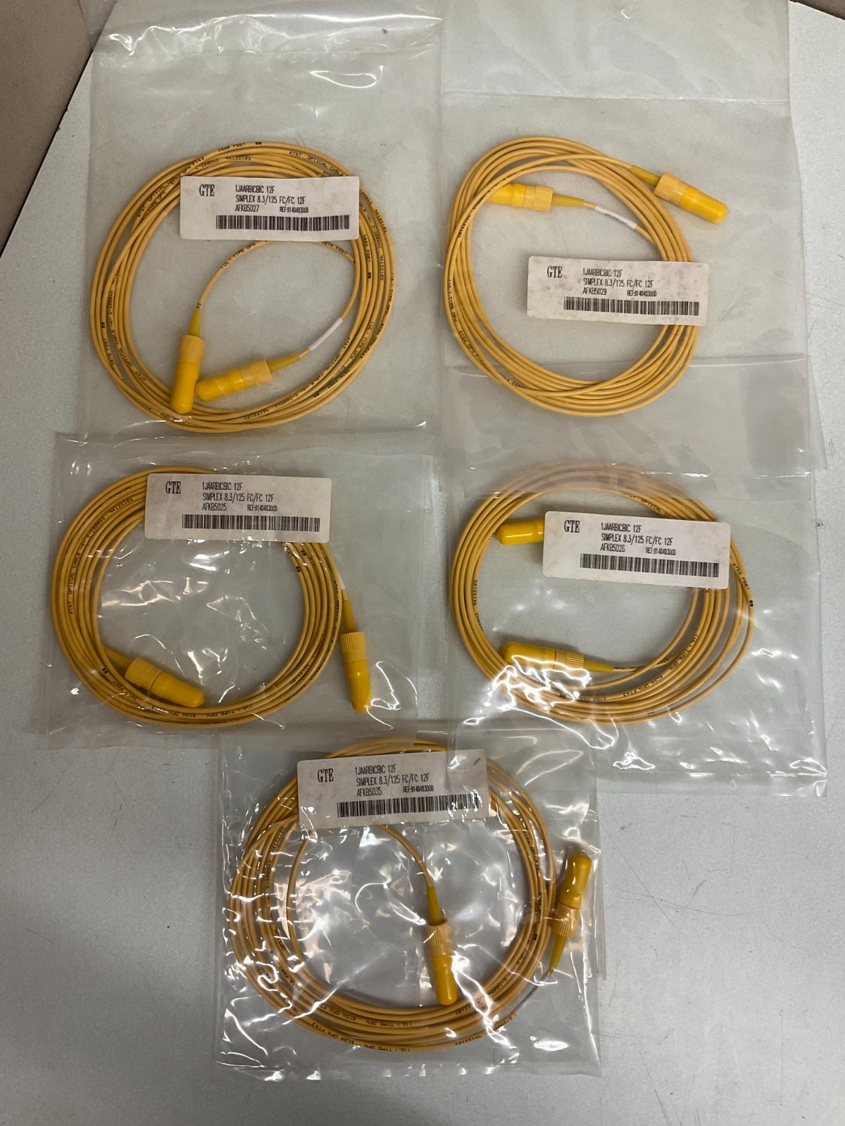 LOT of 5 NEW GTE 1JAARBICBIC 12F Simplex FC/FC Fiber Optic Patch Cable AKFB5053