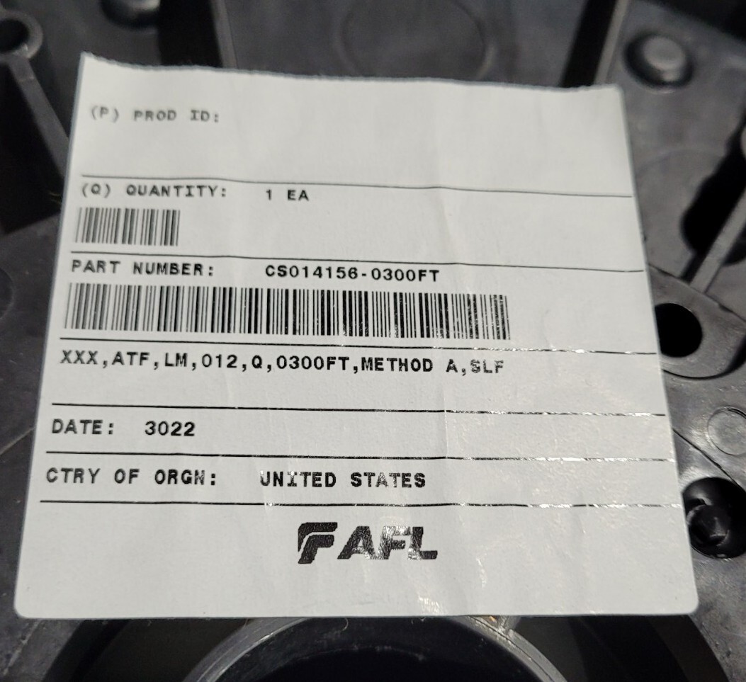 AFL 300′ Fiber Optic Cable CS014156 ATF, LM, 012