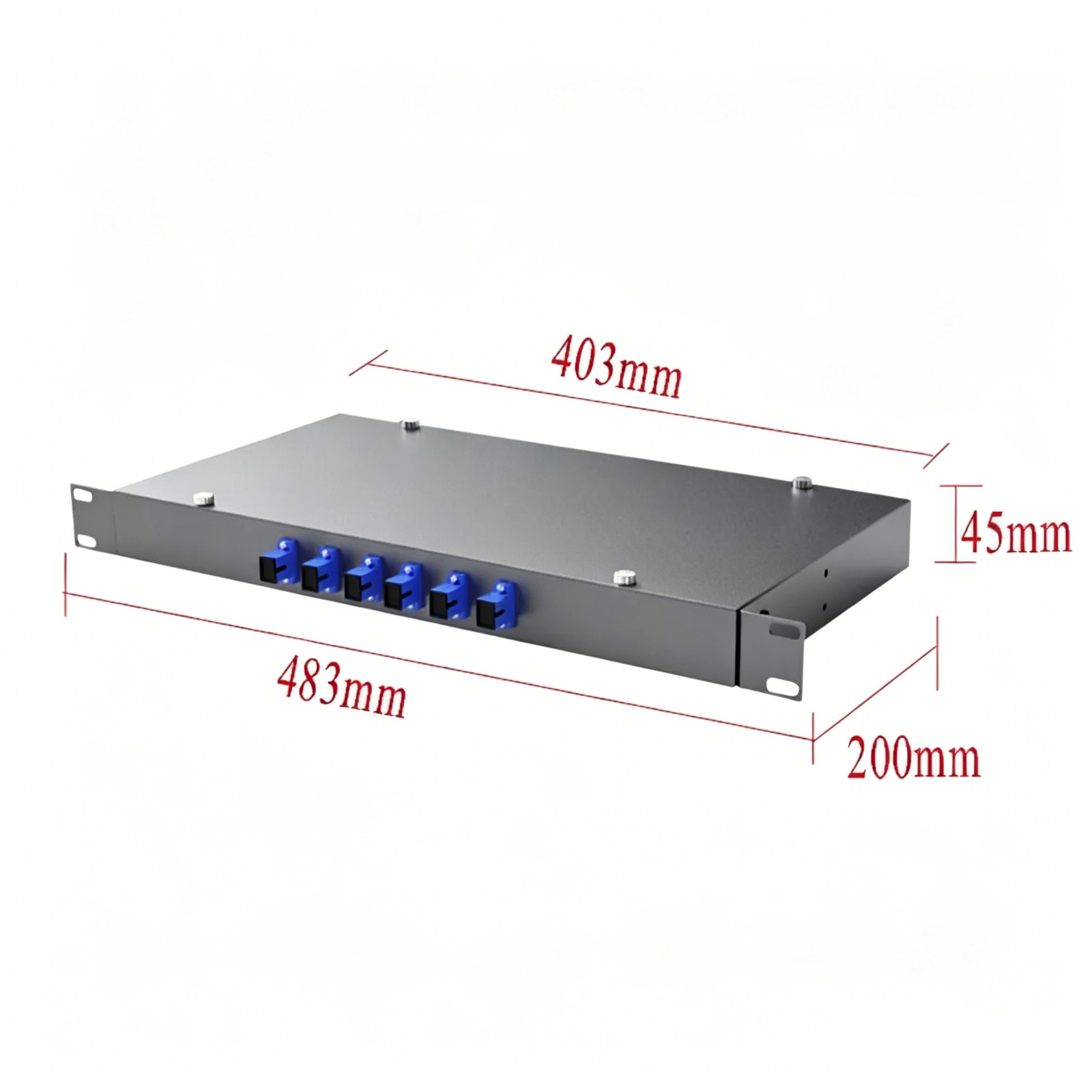 1U 19″ 6 Port Fiber Optic Patch Panel Box FTTH SC/FC/LC/ST UPC Adapters Pigtails