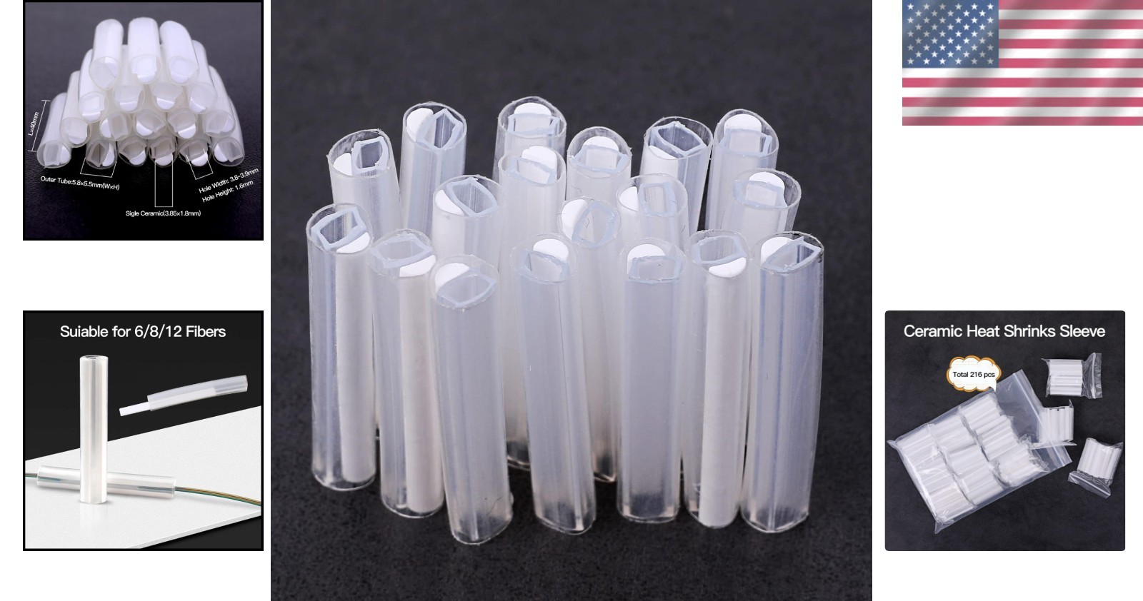 216Pcs Fiber Optic Fusion Sleeves 40mm – Clear