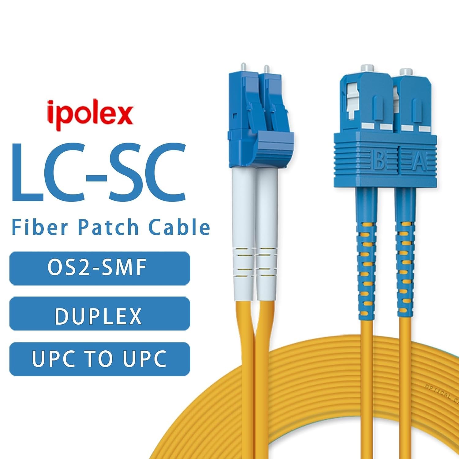OS2 SC to LC Fiber Patch Cable Single Mode Duplex – 10m 33ft – 10Gb/Gigabit F…