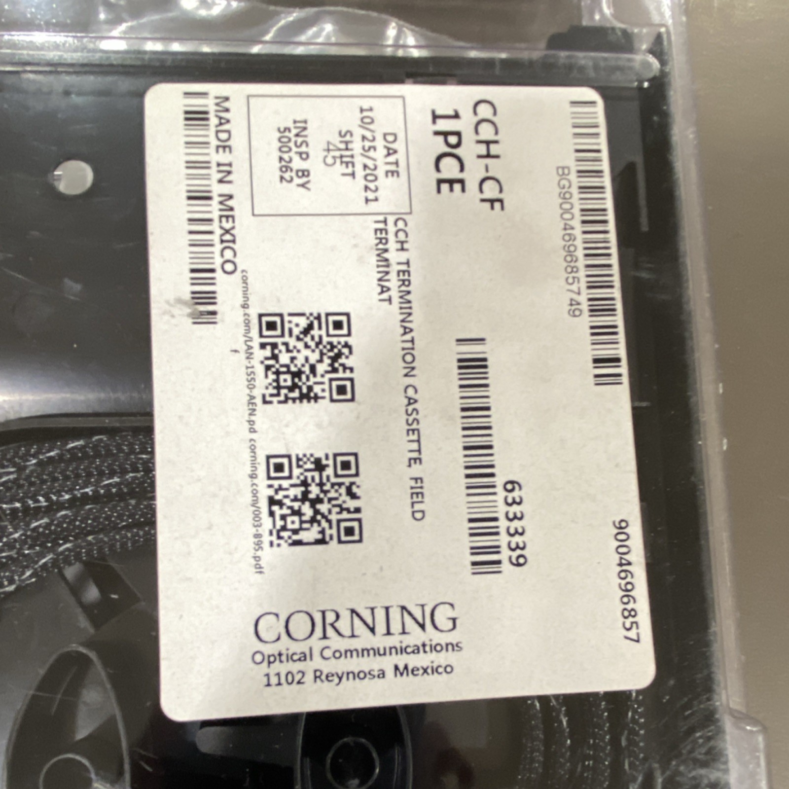 Corning CCH-CF Fiber Optic Pigtail Cassette Kit 200 cm (79 in) Black