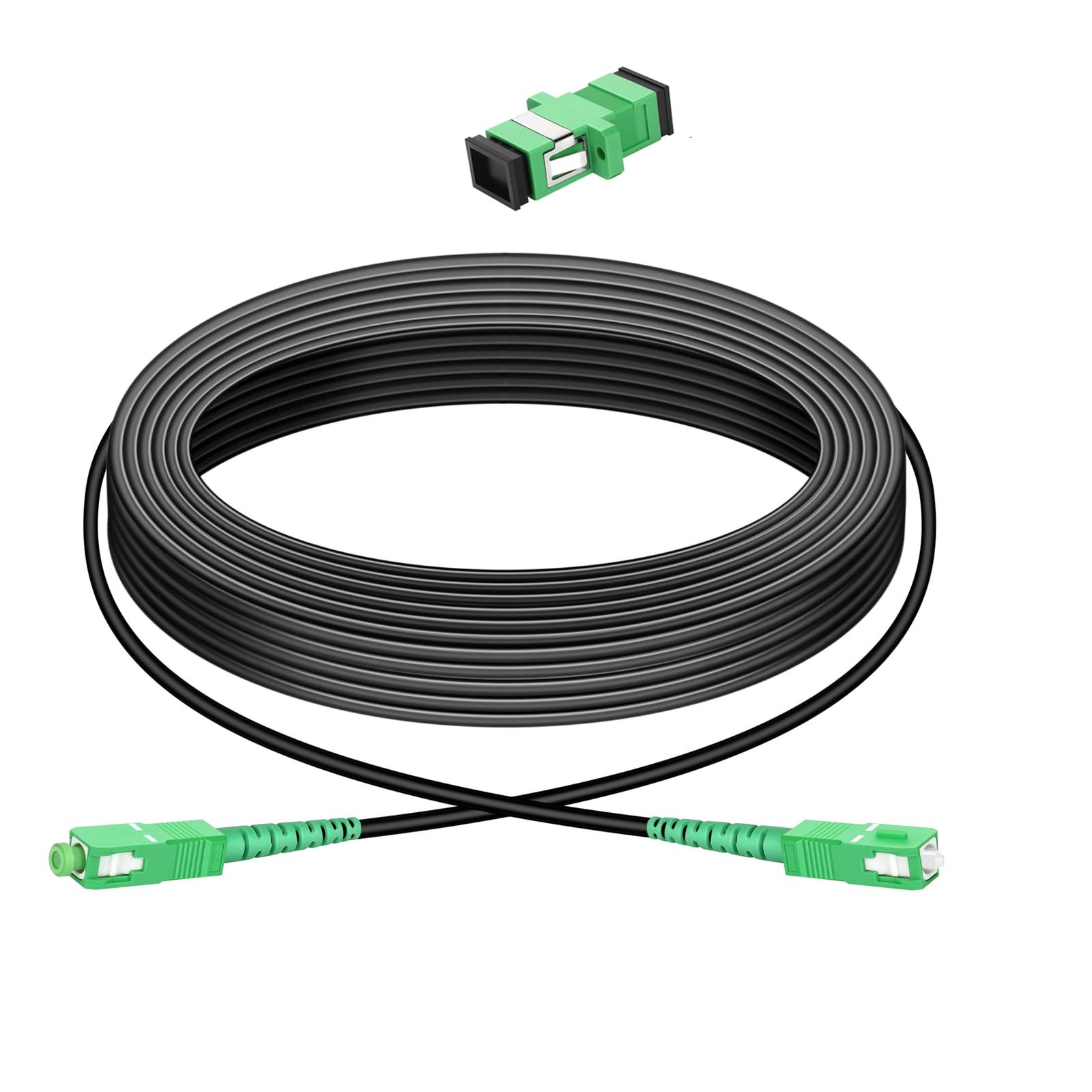 Armored SC/APC Fiber Patch Cable 15m/49ft Single Mode Simplex 9/125um Black
