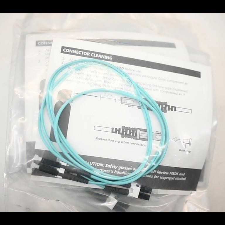 NEW Corning Aqua 1m LC-LC Duplex 50/125 OM3 Multimode 10GB Fiber Cable Uniboot