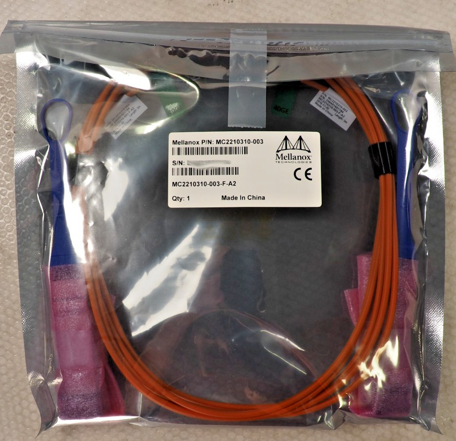 Mellanox MC2210310-003 3m 40GbE QSFP+ MC2210310-003-F-A2 Fiber Patch Cord