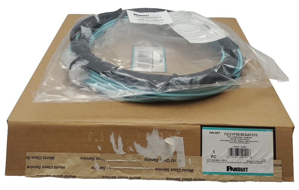 PANDUIT OM4 24 Fiber Sm Diameter Indoor Trunk MPO to MPO 70 Ft FZUYP5E5EAAF070