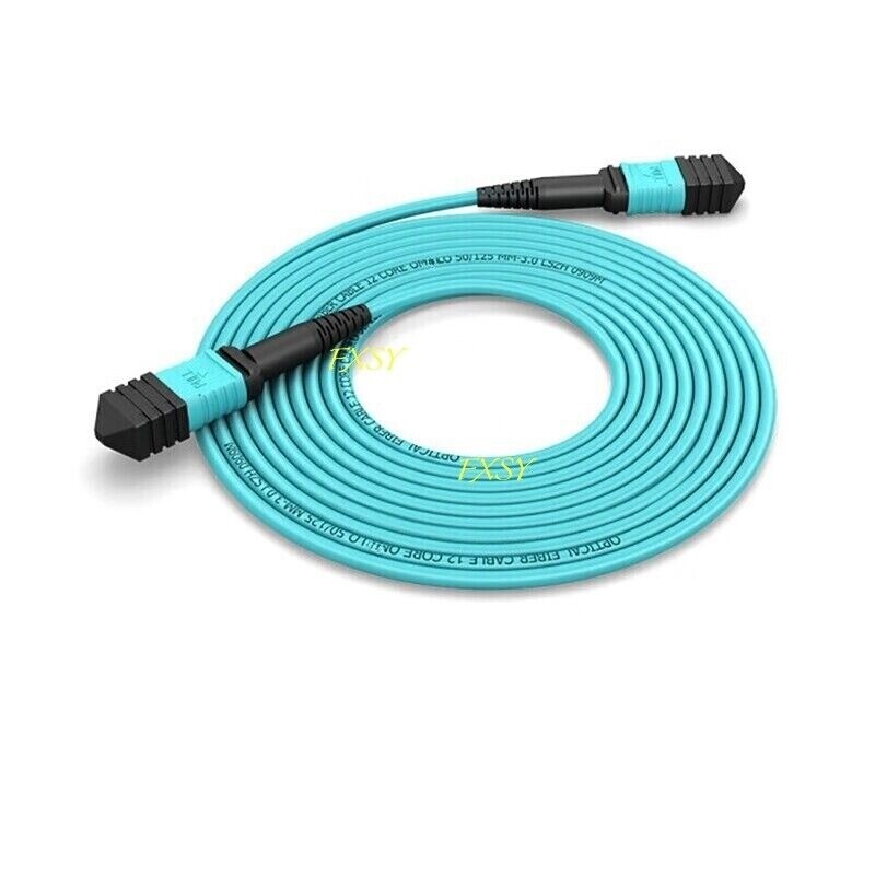1-40M MPO/Male to MPO/Male OM4 8|12F Optical Fiber Jumper Patch Cord Cable lot