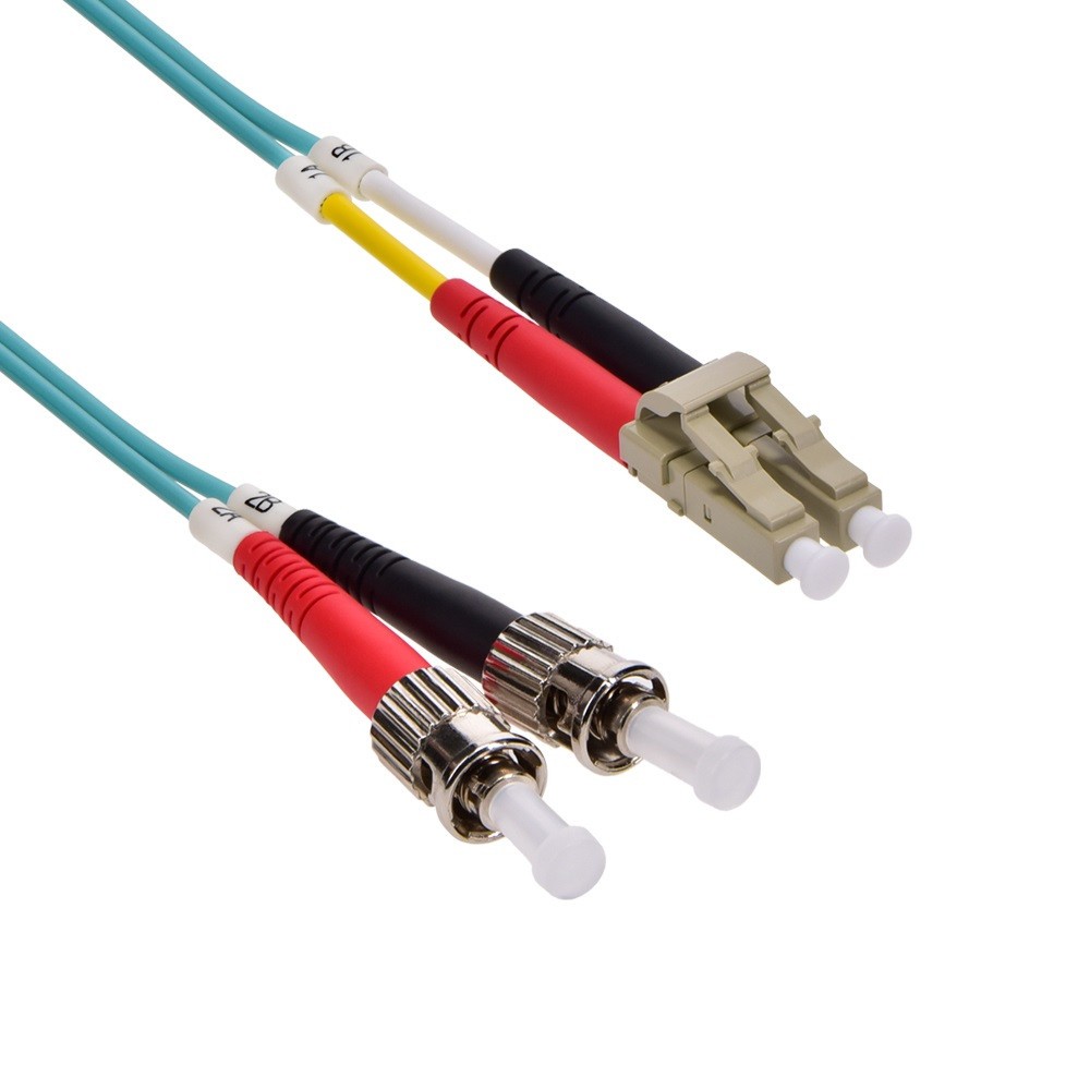 10 Meter LC/ST Multi-Mode Duplex OM3 OFNR 2.0mm 50/125 Aqua Cable