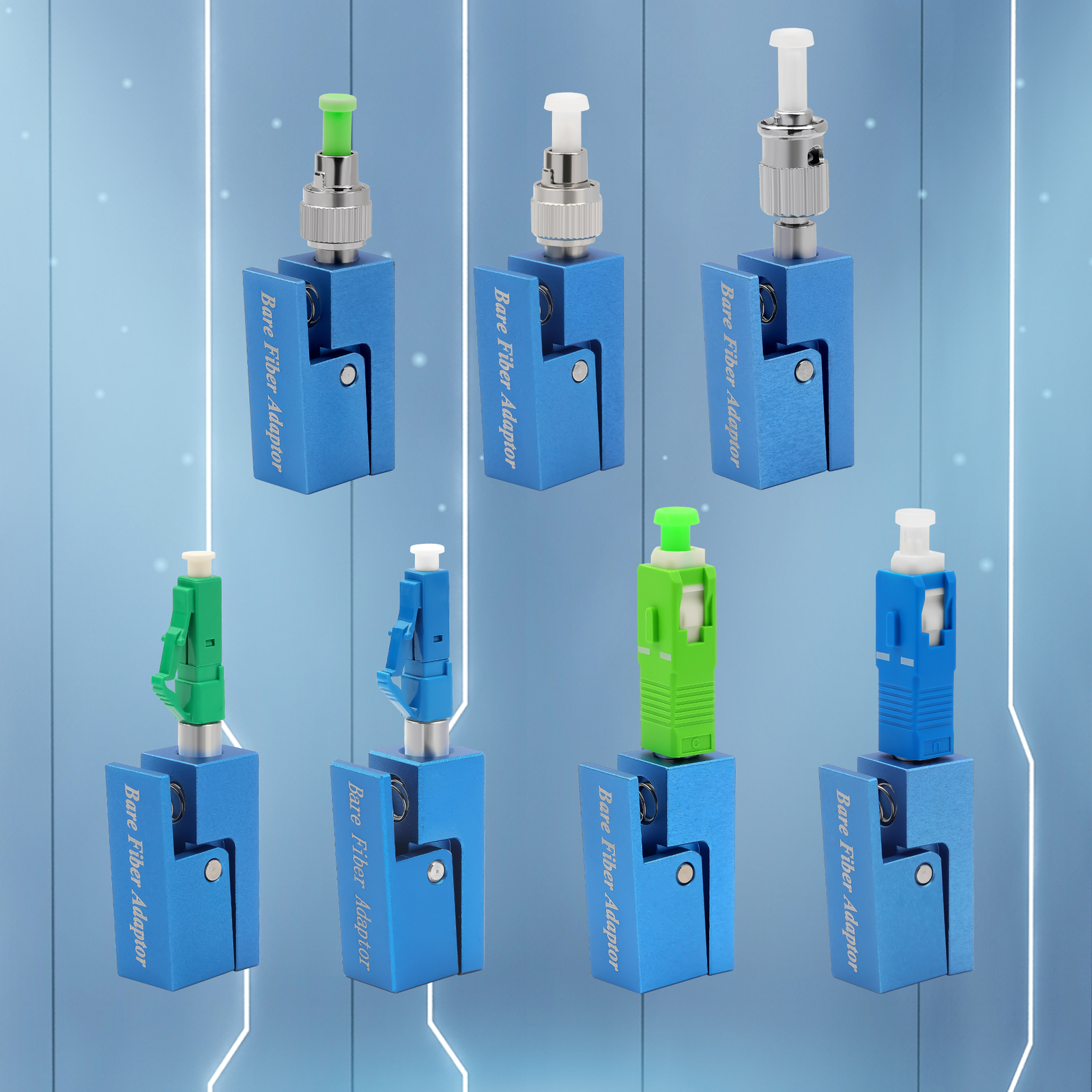 7pcs Bare Fiber Optic Adapter Connector FC SC ST LC Square OTDR Test Coupler