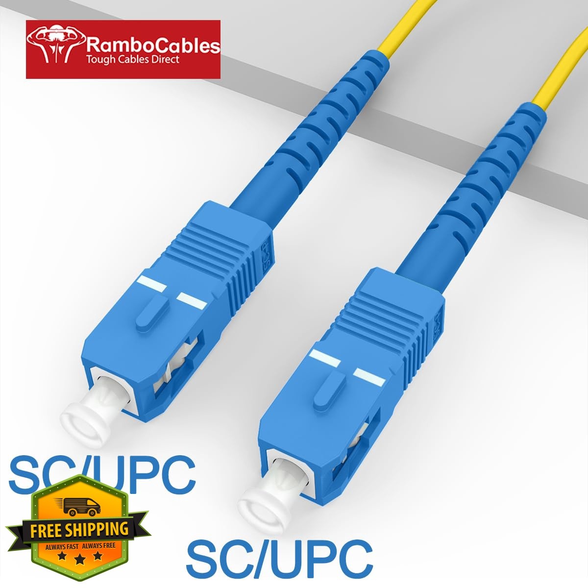 RamboCables SC to SC Fiber 6 ft OS2 Yellow