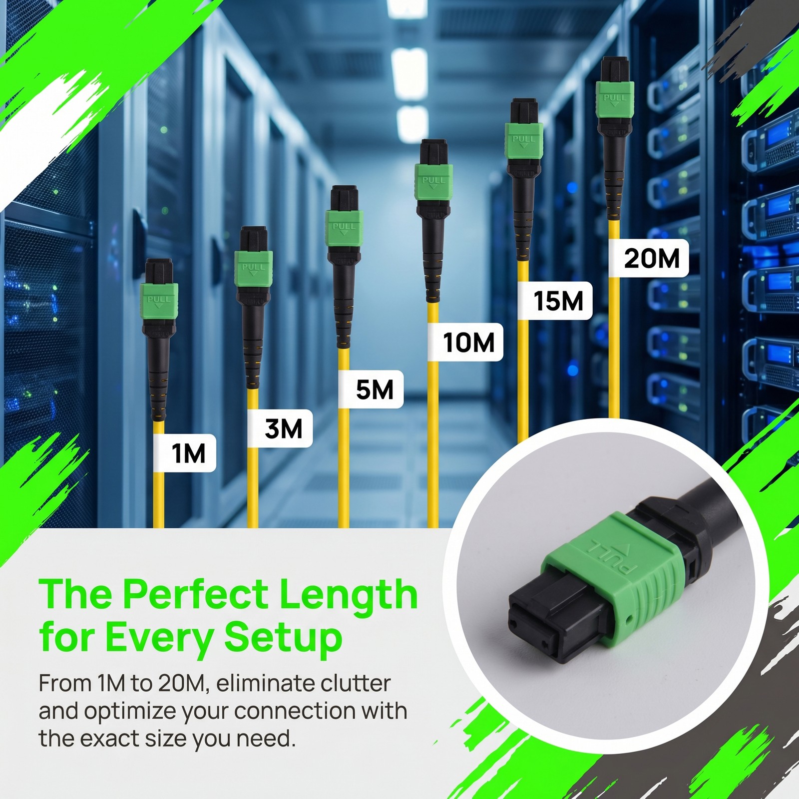 MPO Optic Fiber Patch Cord Cable Single Mode 8/12 Core 40G Female 1-20M