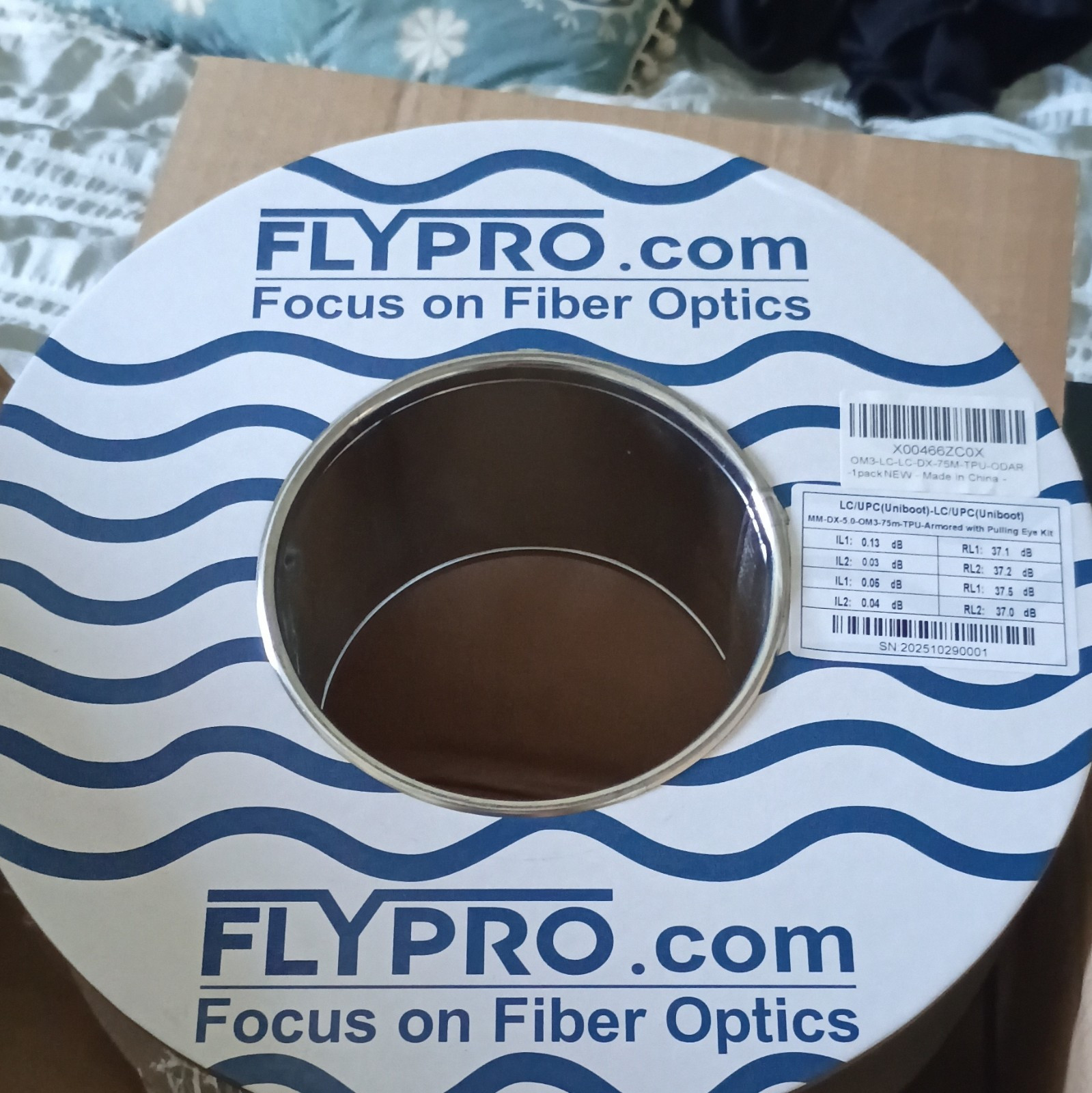 FLYPRO OM3 Multi-Mode Armored Fiber Cable LC/UPC to LC/UPC 75m Clear