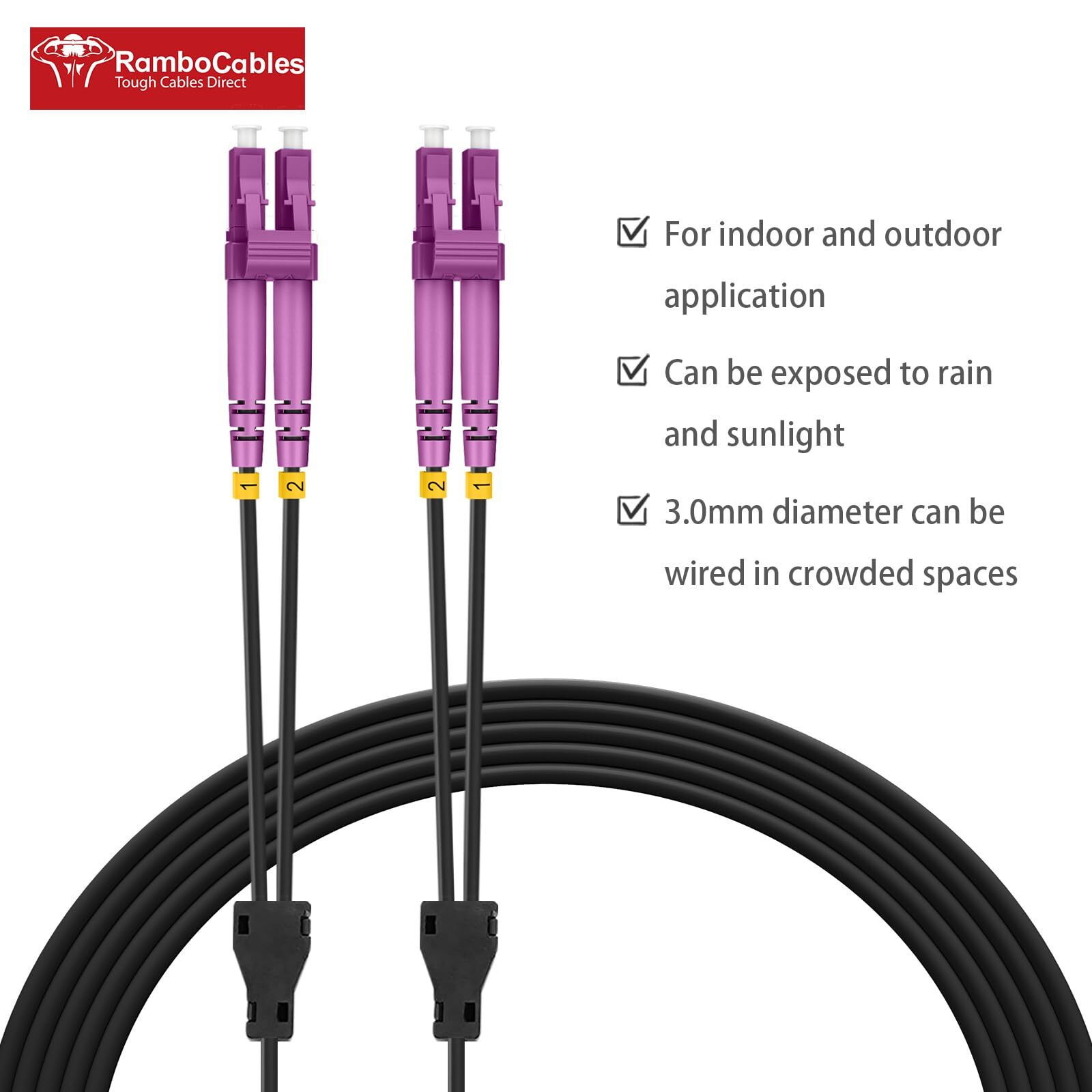 30m/98ft OM4 LC to LC Fiber Patch Cable Outdoor Armored，Outdoor Fiber Optic C…