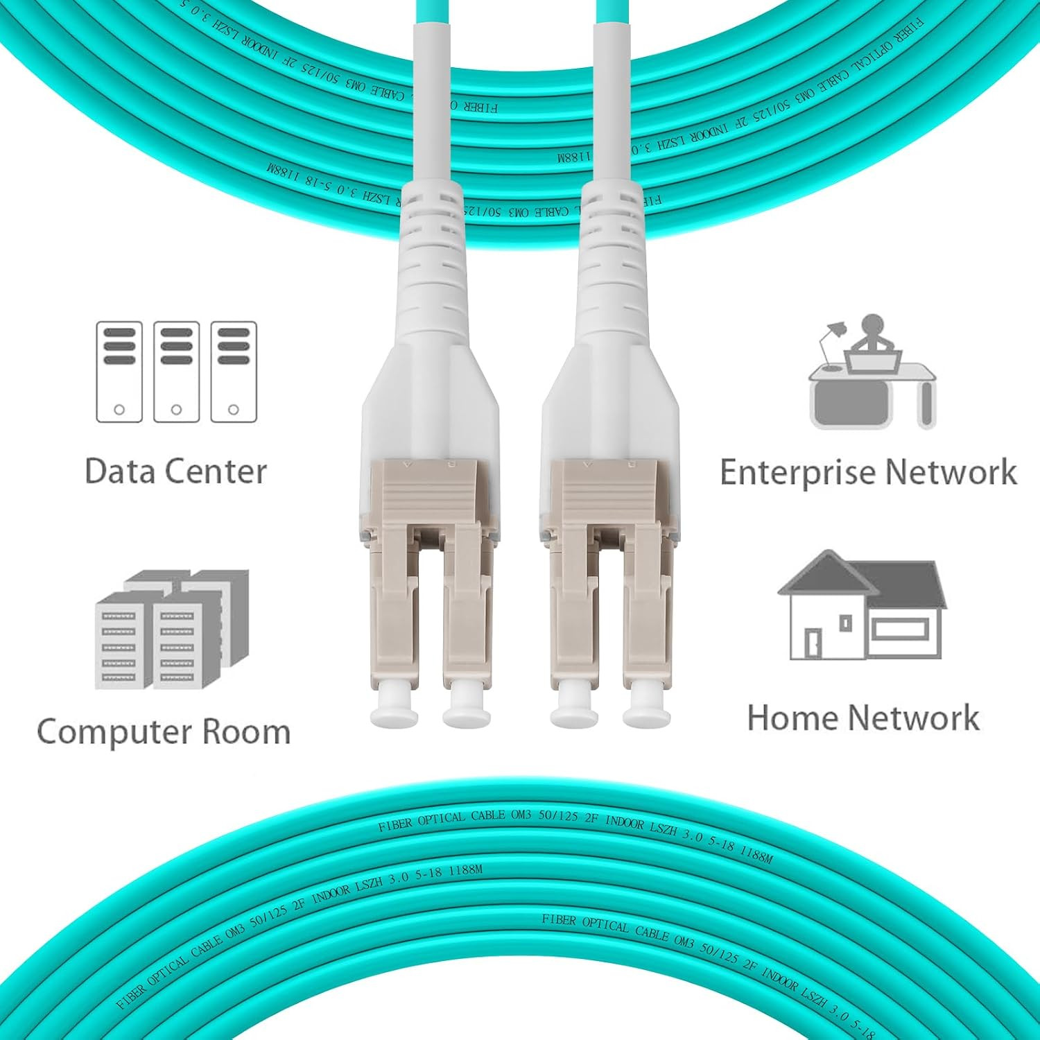 OM3 Fiber LC to LC 20m 65ft OM3 Multimode Fiber Patch Cable, 10GB, 50/125μm
