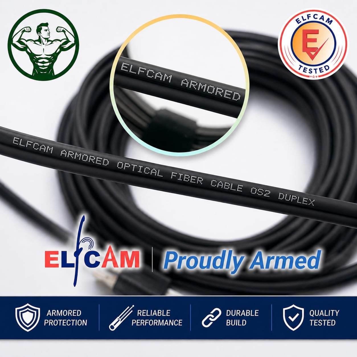 100m Armored Fiber Optic Cable LC/UPC to LC/UPC OS2 Singlemode Duplex 9/125μm LS