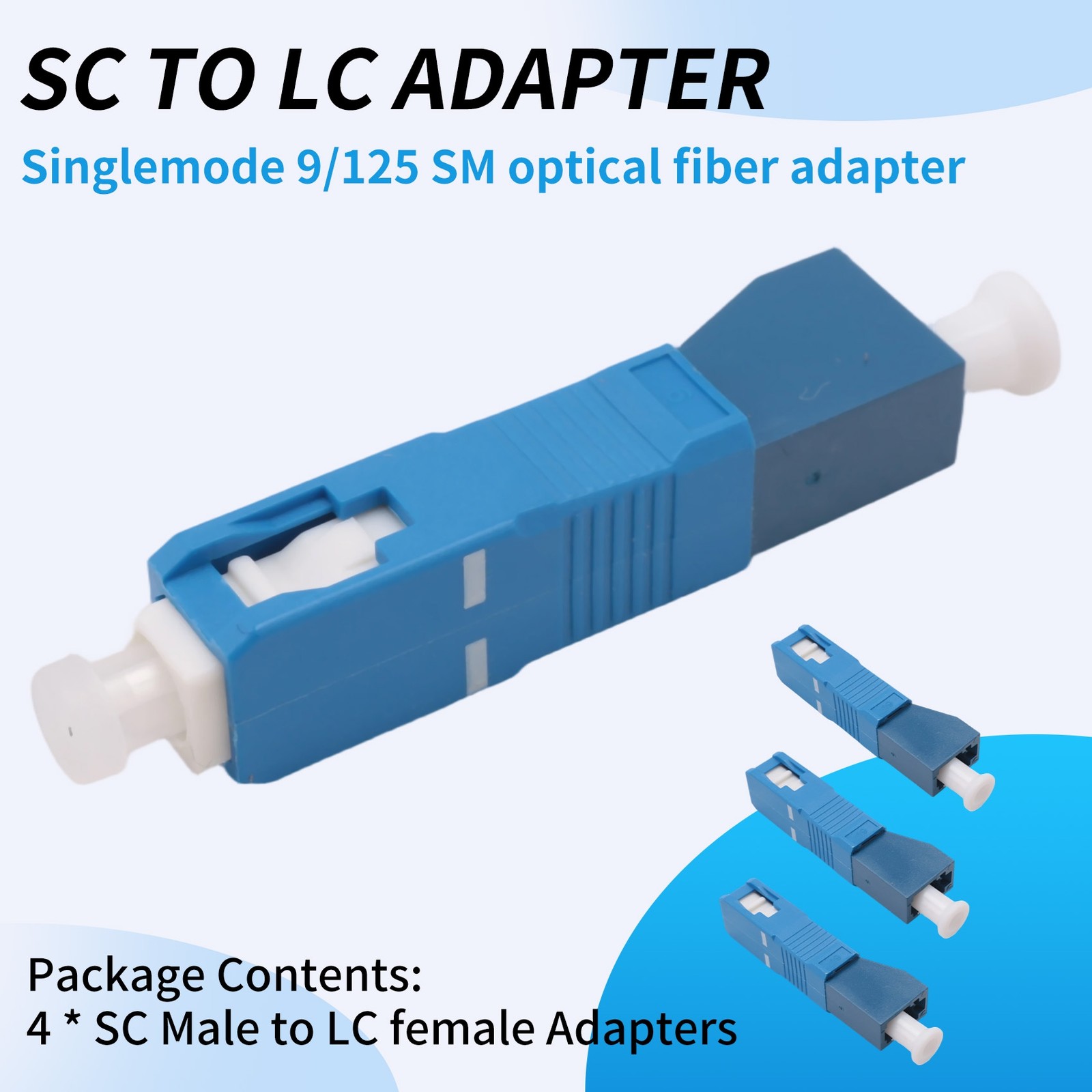 4 Pack Single Mode 9/125Um SC/UPC Male to LC/UPC Female Optical Fiber1716