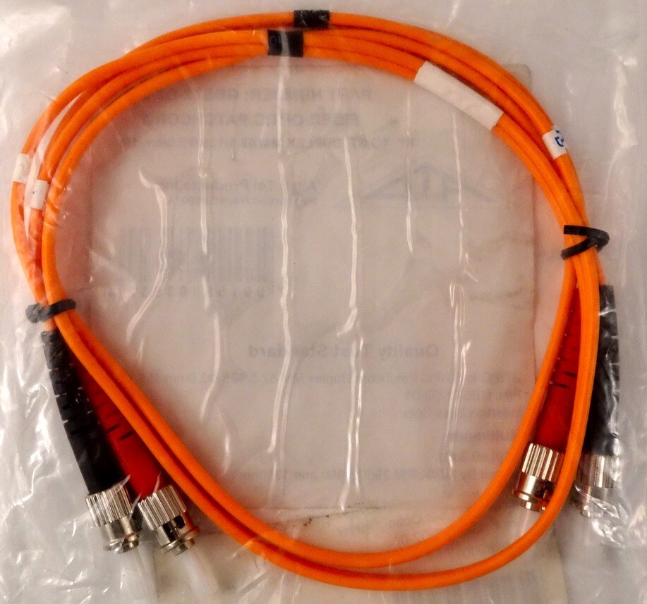 Allen Tel GBST2-D2-01 Duplex ST to ST Fiber Optic Patch Cord, Multimode 1m, New