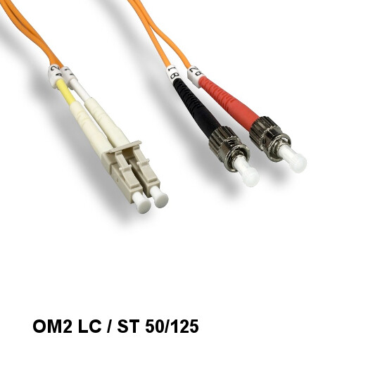 1M OM2 50/125 Fiber Optic Cable Multi-Mode Duplex LC/ST 2.0mm OD OFNR Data ATM