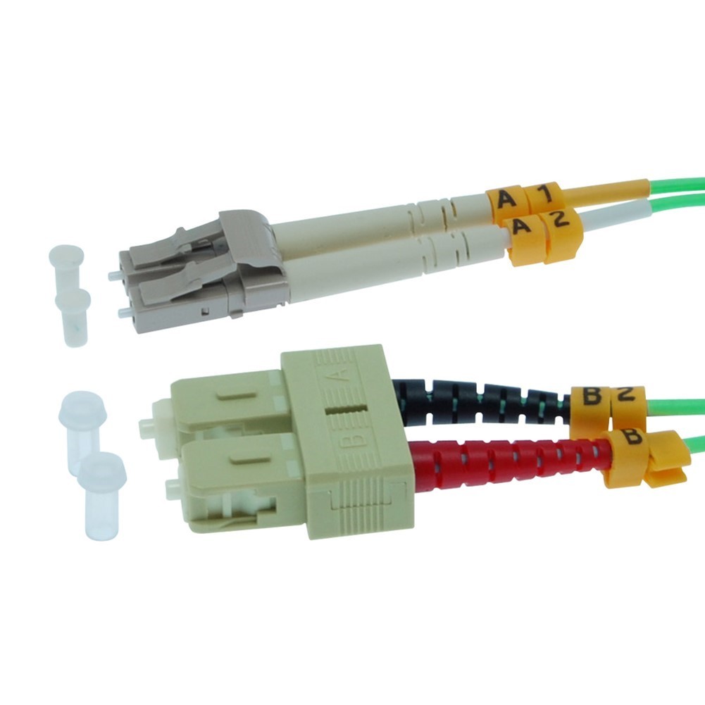 2M 6FT LC to SC OM3 Duplex 50/125 Multi Mode Fiber Optic Optical Cable Aqua