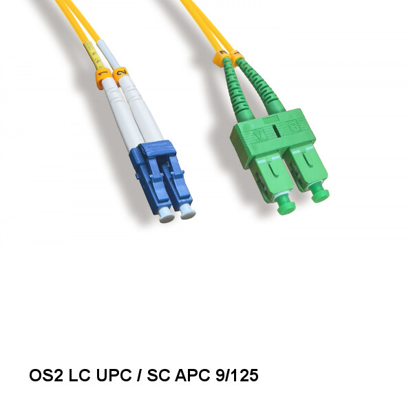 Kentek 5m LC UPC/ SC APC OS2 9 /125 Duplex Single-Mode Fiber Patch Cord