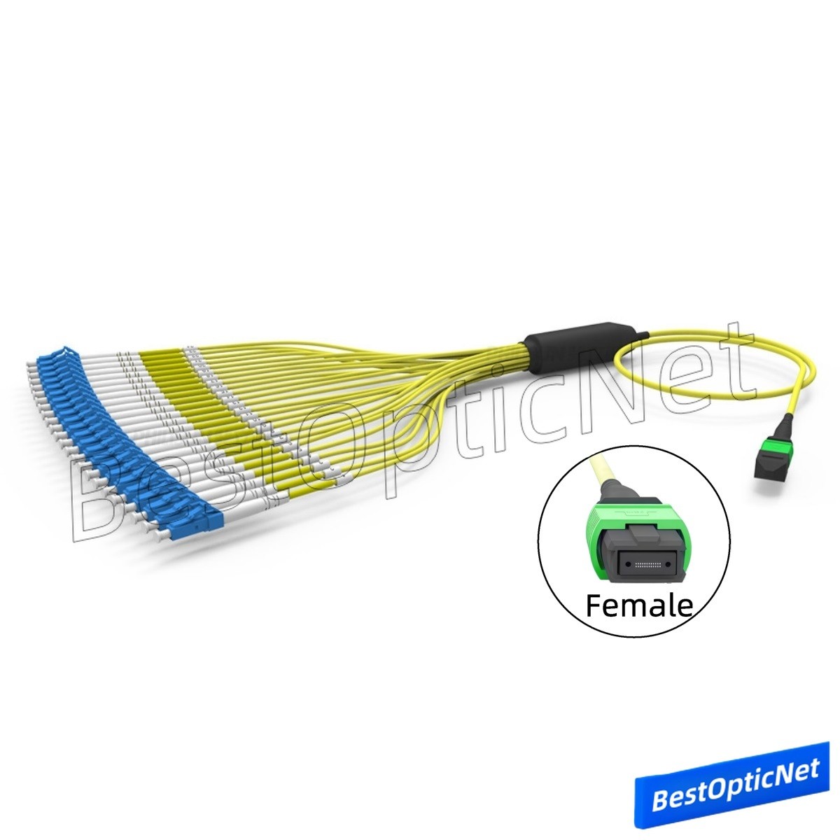 1-5m MPO APC to 24 LC OS2 SM 24 Core Breakout Fan Fiber Optical Patch Cord Cable