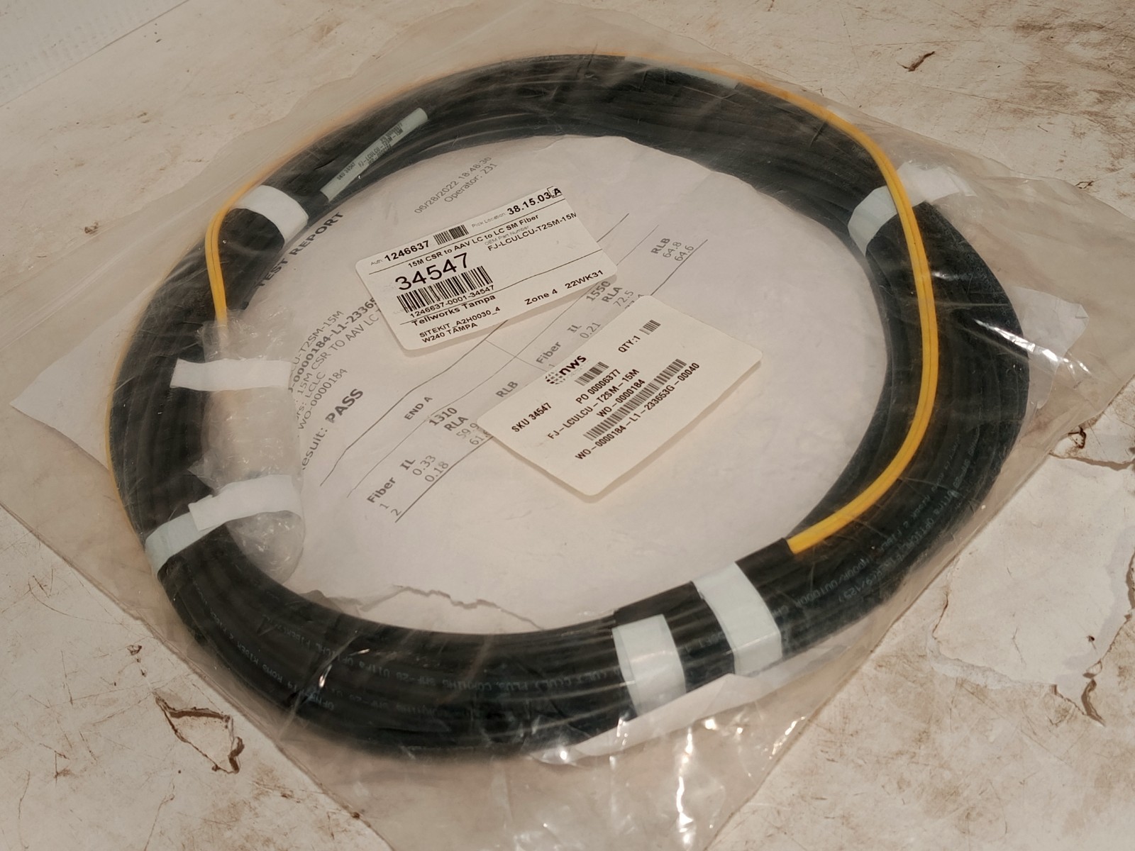 NWS FJ-LCULCU-T2SM-15M LC-LC single-mode duplex fiber patch cable, 15m, black