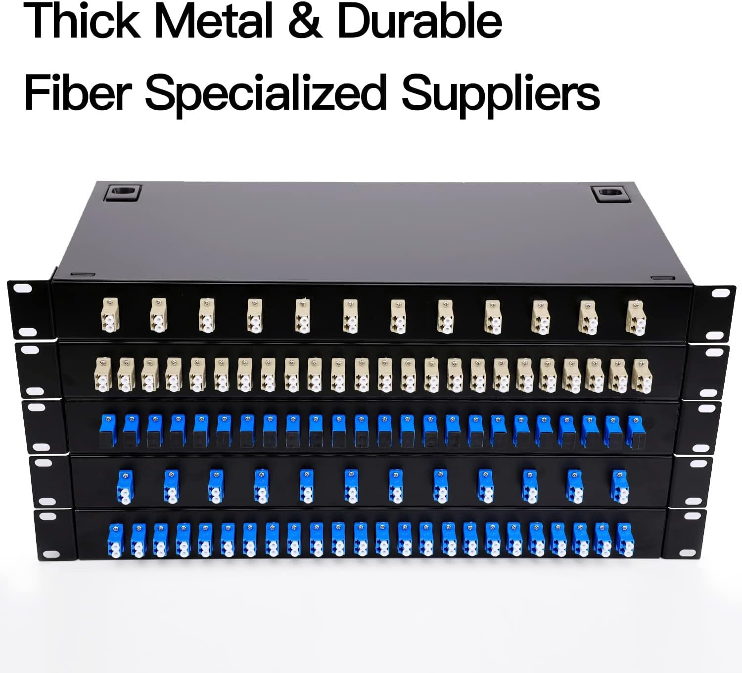 LC-OM3 12 Duplex 24 Port Fiber Enclosure Box – 1 RU Rack Mount Multimode LC-UPC