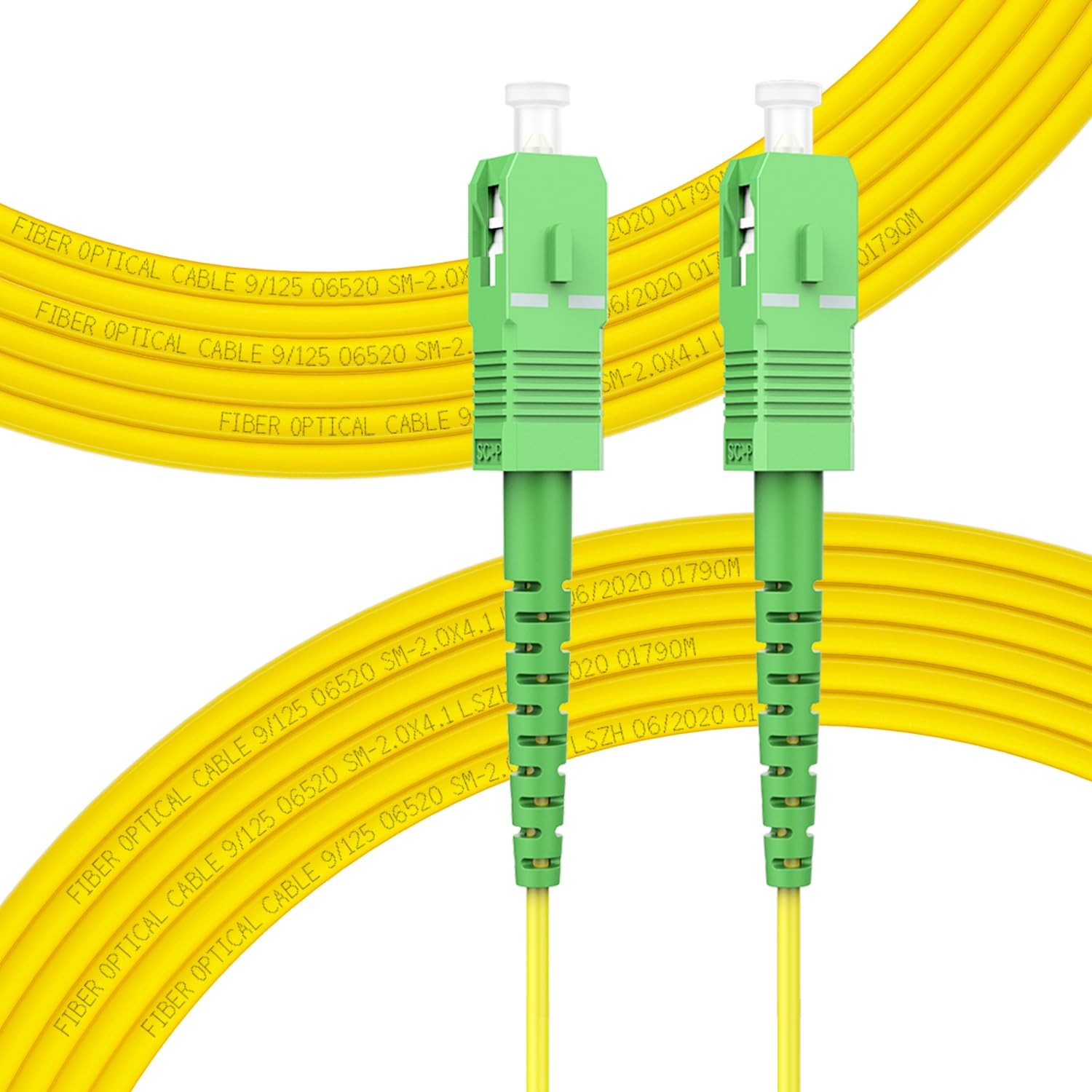 20m OS2 SC/APC To SC/APC Optic Fiber Cable Single Mode Simplex Yellow 66ft