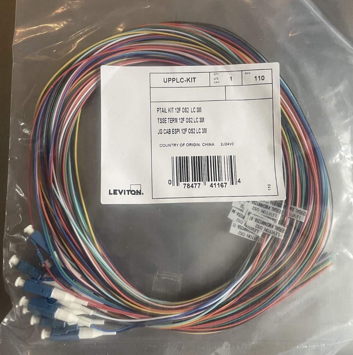 ( 10 Pack ) Leviton UPPLC-KIT 3 Meter LC 12-Fiber Pigtail Kit