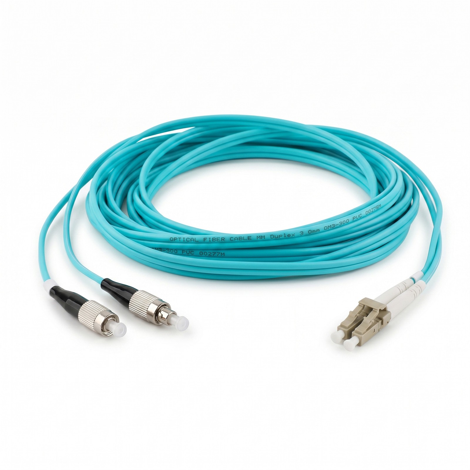 Duplex Multimode Fiber Optic Cable Patch Cord OM3 10 Gigabit LC to FC UPC 1M-50M