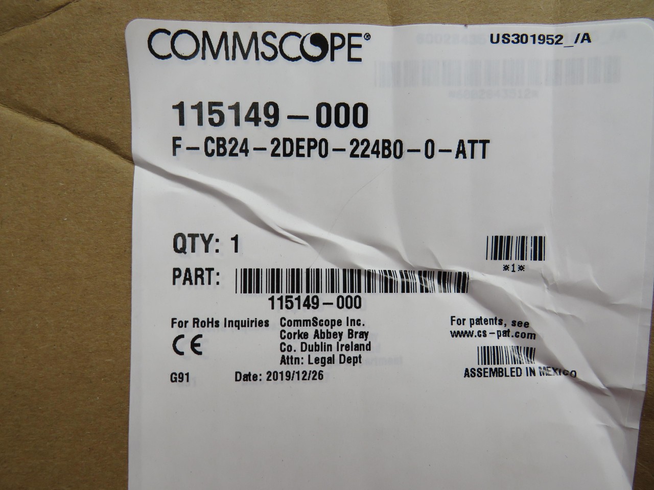 COMMSCOPE 115149-000 F-CB24-2DEPO-224B0-0-ATT FIBER CABLE ENCLOSURE OPTICAL CABL
