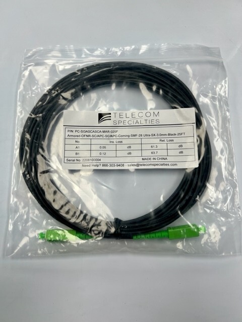 Micro-Armored SCAPC/SCAPC Fiber Jumper FTTH SMF Corning Glass Patch Cord 100 ft
