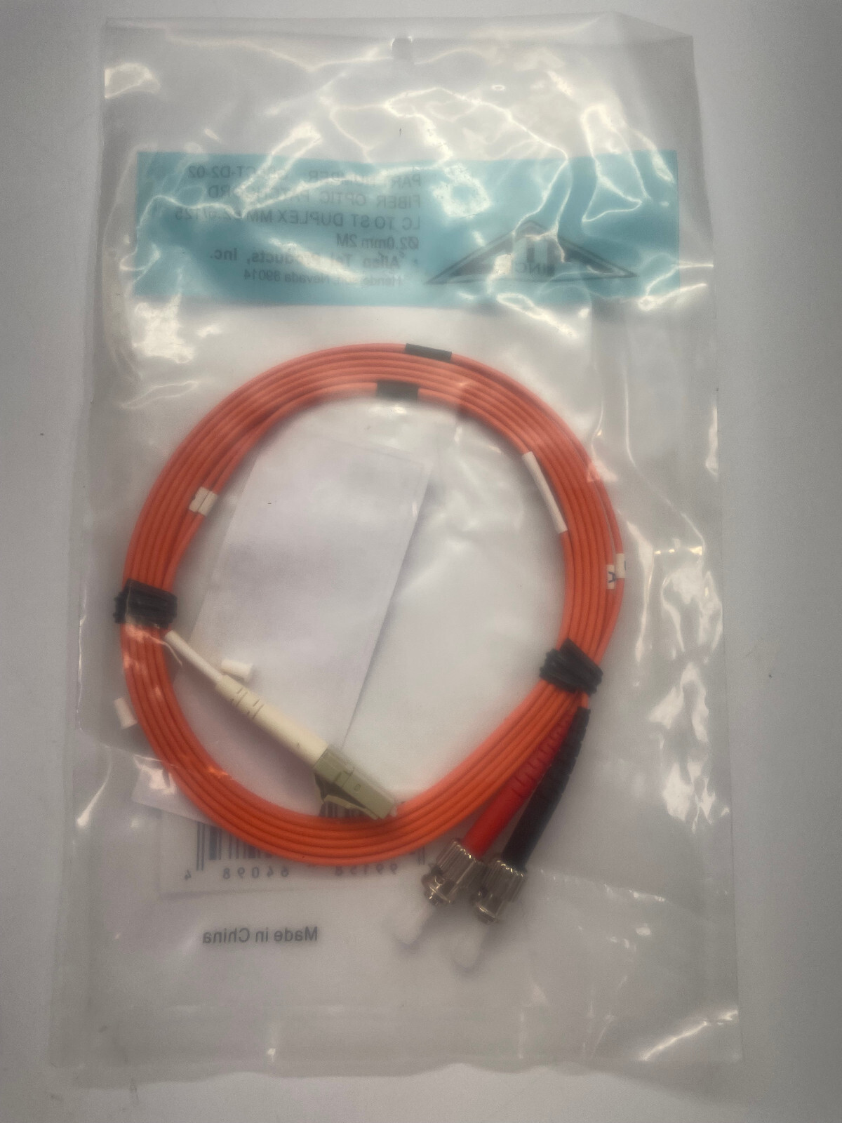 Allen Tel GBLCT-D2-02 Fiber Optic Patch Cord Multimode OM1 Duplex LC to ST 2 M