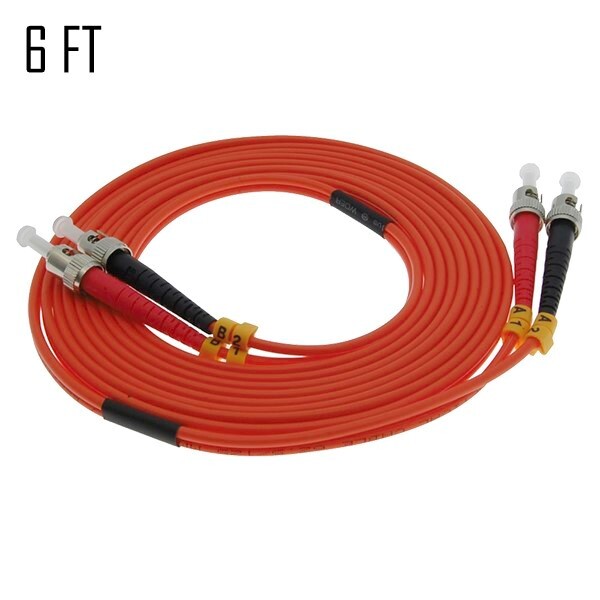 6FT 2m ST to ST Duplex Multi Mode 62.5/125 Fiber Optic Optical Patch Cable Cord