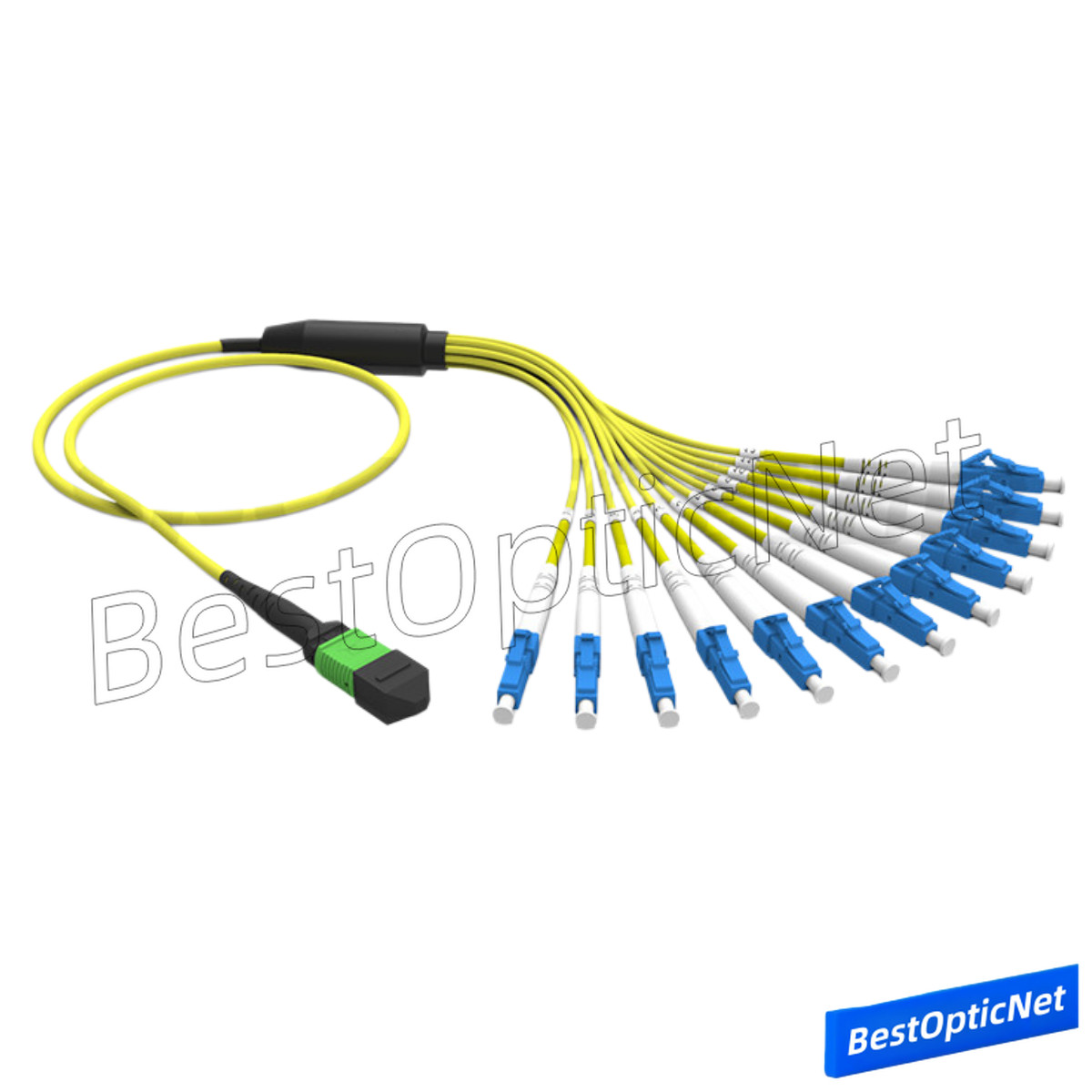 1-15m MPO to LC OS2 SM 8 or 12 Core Breakout Fan Fiber Optic Patch Cord Cable